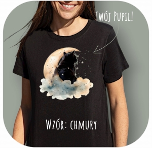 T-shirt z nadrukiem Twój Pupil na koszulce  Biały / Czarny / Unisex  /   Chmury