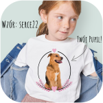 Koszulka z Twoim Pupilem Personalizacja / Biała / Czarna / Dziecięca Unisex  /   Serce  22
