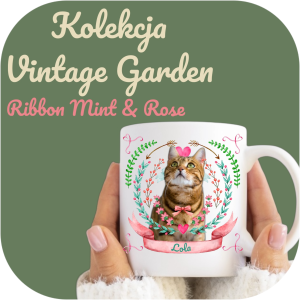 Personalizowany Kubek ze zdjęciem Twojego Pupila / Ribbon Mint & Rose