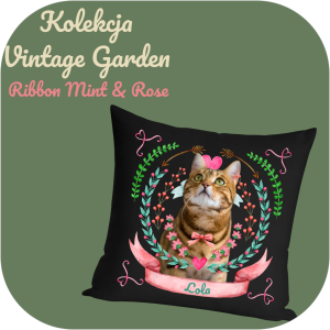 Personalizowany Prezent Poduszka z Twoim Pupilem /  Ribbon Mint & Rose