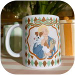 Personalizowany Kubek z ręcznie stworzoną grafiką Twojego Pupila / Retro Harlequin