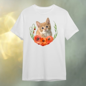 T-shirt z nadrukiem Twój Pupil na koszulce  Biały / Czarny / Unisex  /    Maki 1
