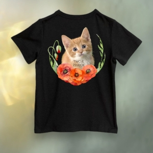 Koszulka z Twoim Pupilem Personalizacja / Biała / Czarna / Dziecięca Unisex  /   Maki 1