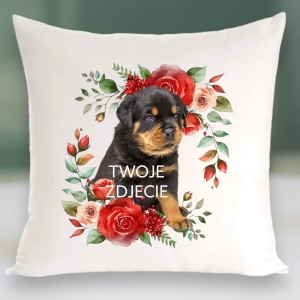 Personalizowany Prezent Poduszka z Twoim Pupilem /  Róża3