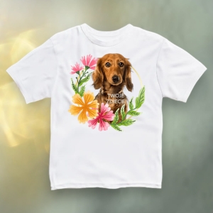 Koszulka z Twoim Pupilem Personalizacja / Biała / Czarna / Dziecięca Unisex  /   Kwiaty 1