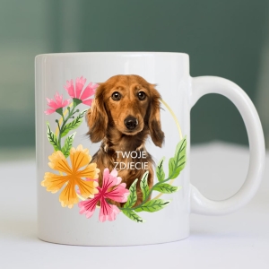 Personalizowany Kubek ze zdjęciem Twojego Pupila / Kwiaty 1