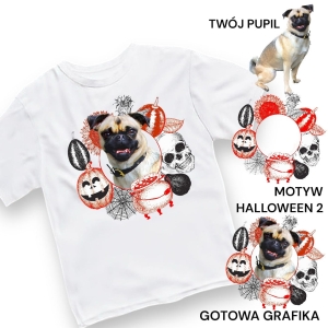 Koszulka z Twoim Pupilem Personalizacja / Biała  / Dziecięca Unisex  /  Halloween  2