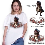 T-shirt z nadrukiem Twój pupil na koszulce  Biały / Czarny / Unisex  /  Halloween 10