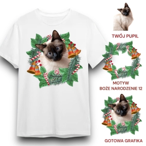 T-shirt z nadrukiem Twój Pupil na koszulce  Biały / Czarny / Unisex  /   Boże Narodzenie 12