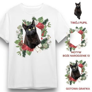 T-shirt z nadrukiem Twój Pupil na koszulce  Biały / Czarny / Unisex  /   Boże Narodzenie 13