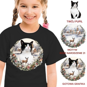 Koszulka z Twoim Pupilem Personalizacja / Biała / Czarna / Dziecięca Unisex  /    Boże Narodzenie  21
