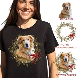 T-shirt z nadrukiem Twój Pupil na koszulce  Biały / Czarny / Unisex  /   Boże Narodzenie 27