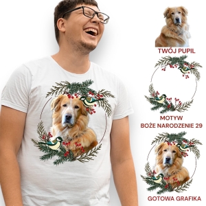 T-shirt z nadrukiem Twój Pupil na koszulce  Biały / Czarny / Unisex  /   Boże Narodzenie 29